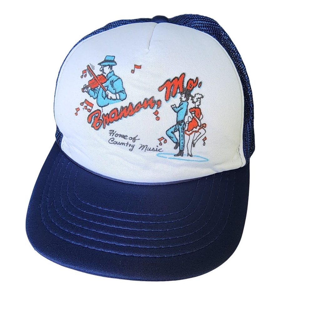 Vintage Snapback Trucker Hat Cap Branson Missouri Home Of Country Music Violin